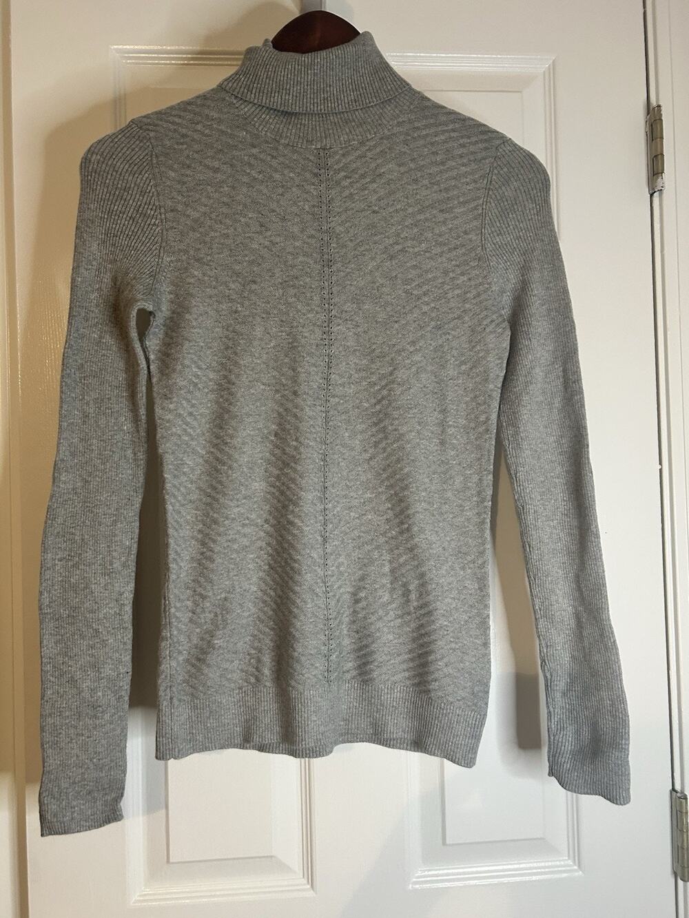 Victoria's Secret Womens S Gray Ribbed Turtleneck Cotton Cashmere Sweater
